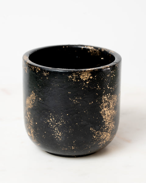 Handmade Cement Vessel - Black & Gold