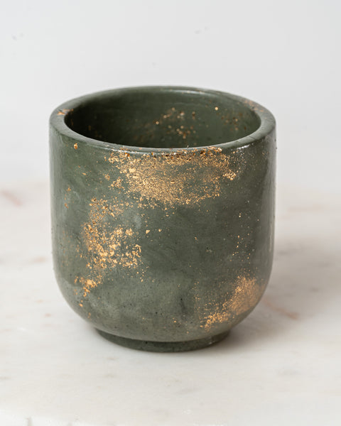 Handmade Cement Vessel - Sage & Gold