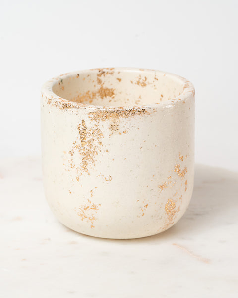 Handmade Cement Vessel - White & Gold